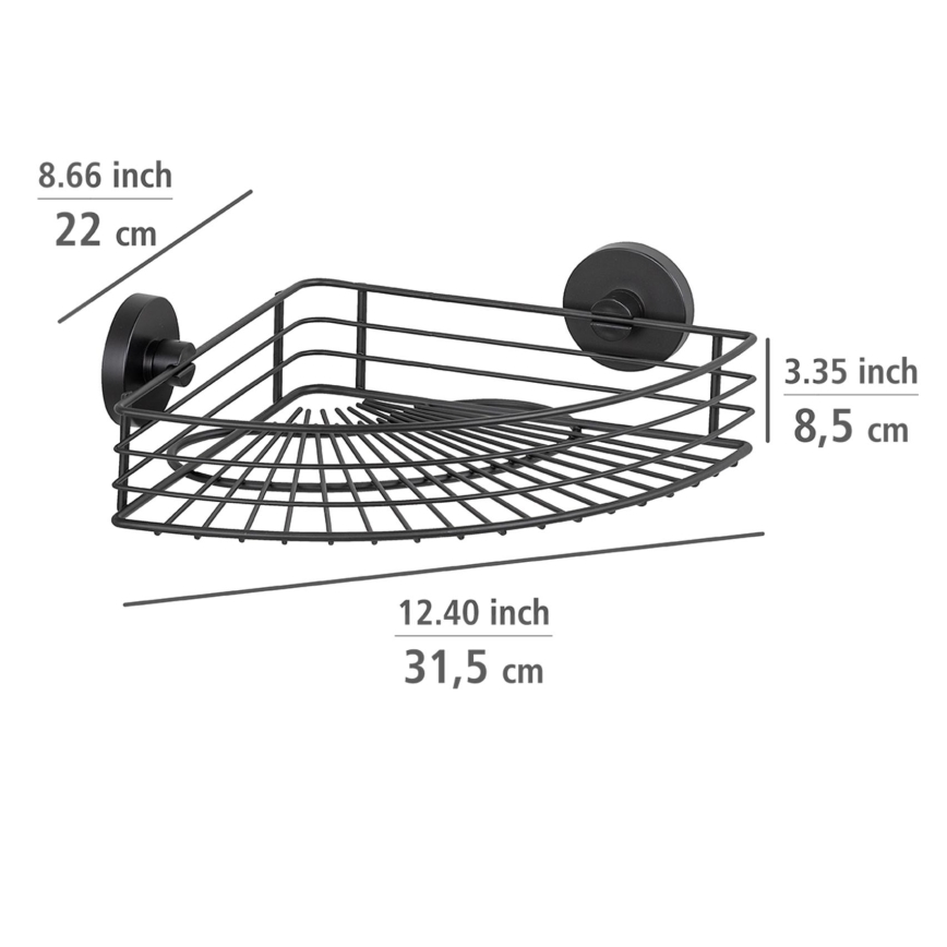 WENKO 24735100-Ράφι VACUUM-LOC ΣΤΡΟΓΓΥΛΟ ΜΑΥΡΟ 35x22,5 cm μαύρο