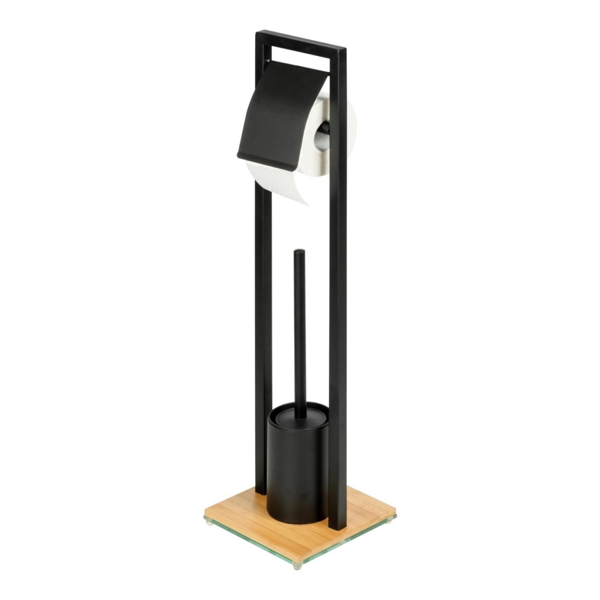 WENKO 24751100 - Σετ WC BAMBUSA 18x72,5 cm μαύρο/καφέ