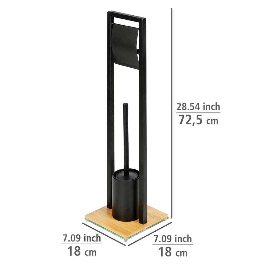 WENKO 24751100 - Σετ WC BAMBUSA 18x72,5 cm μαύρο/καφέ