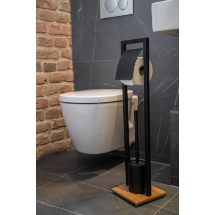 WENKO 24751100 - Σετ WC BAMBUSA 18x72,5 cm μαύρο/καφέ