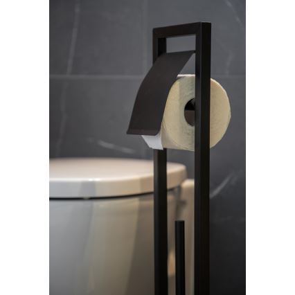 WENKO 24751100 - Σετ WC BAMBUSA 18x72,5 cm μαύρο/καφέ