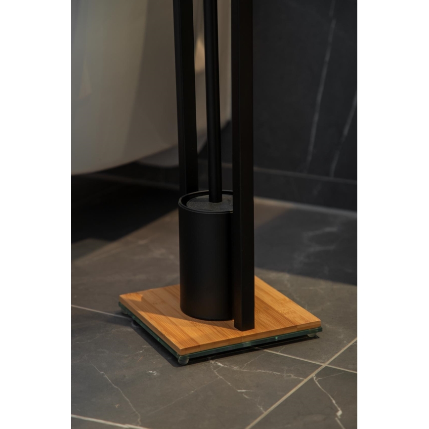 WENKO 24751100 - Σετ WC BAMBUSA 18x72,5 cm μαύρο/καφέ