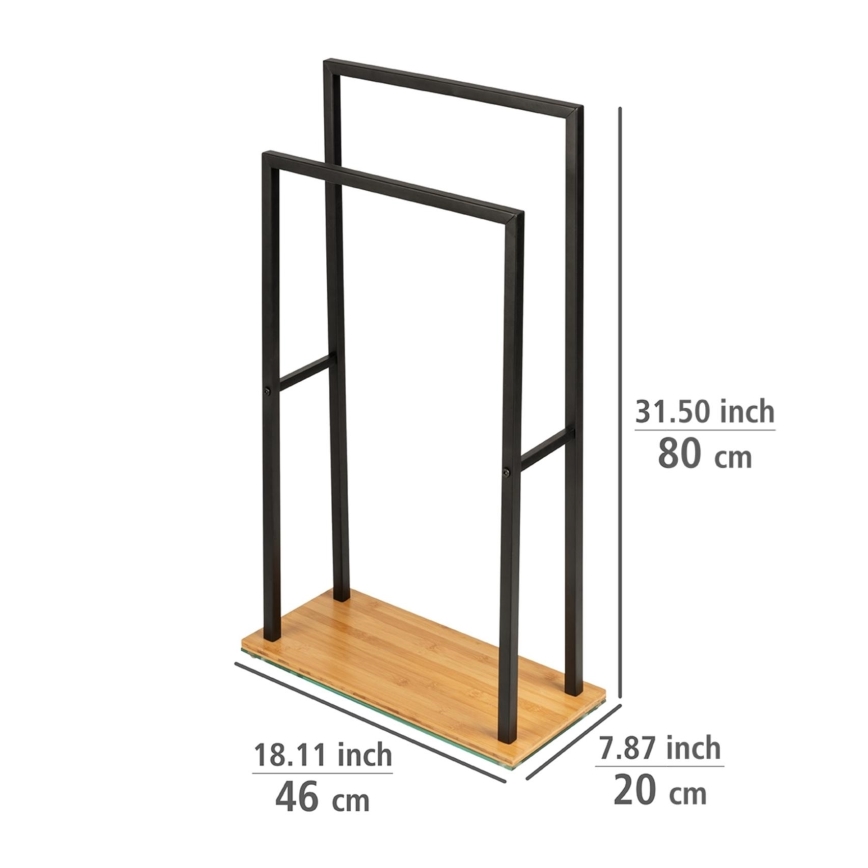 WENKO 24752100 - Βάση για πετσέτες BAMBUSA 46x80 cm μαύρο/καφέ