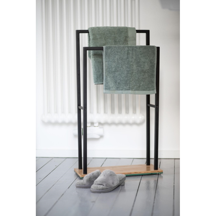 WENKO 24752100 - Βάση για πετσέτες BAMBUSA 46x80 cm μαύρο/καφέ