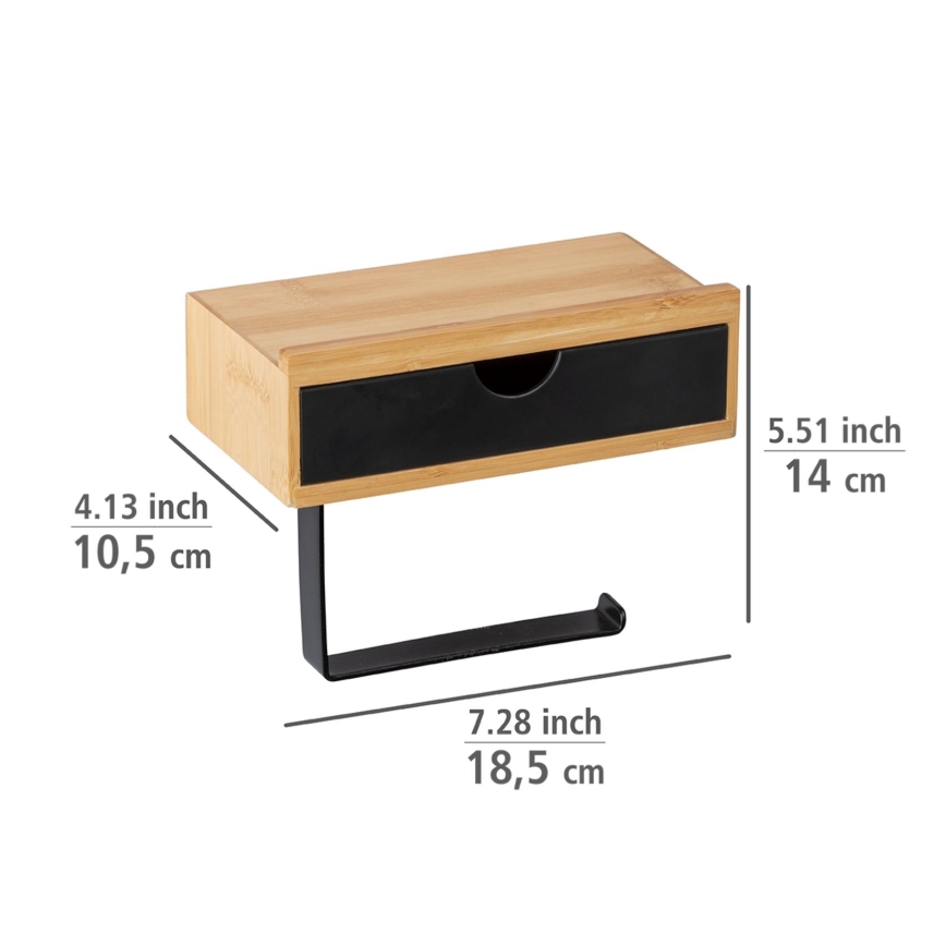 WENKO 24754100 - Θήκη για χαρτί υγείας BAMBUSA 18,5x14 cm καφέ/μαύρη