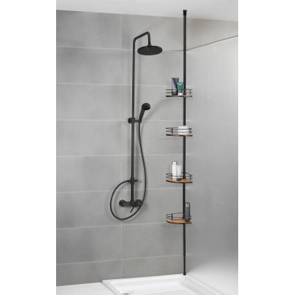 WENKO 24756100-Γωνιακό ράφι DOLCEDO 31x20 cm ανοξείδωτο ατσάλι/μαύρο/καφέ