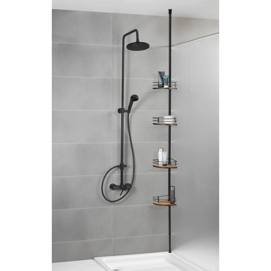 WENKO 24756100-Γωνιακό ράφι DOLCEDO 31x20 cm ανοξείδωτο ατσάλι/μαύρο/καφέ