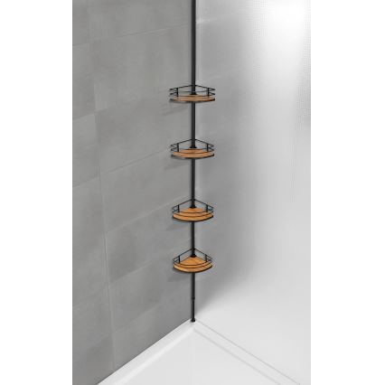 WENKO 24756100-Γωνιακό ράφι DOLCEDO 31x20 cm ανοξείδωτο ατσάλι/μαύρο/καφέ