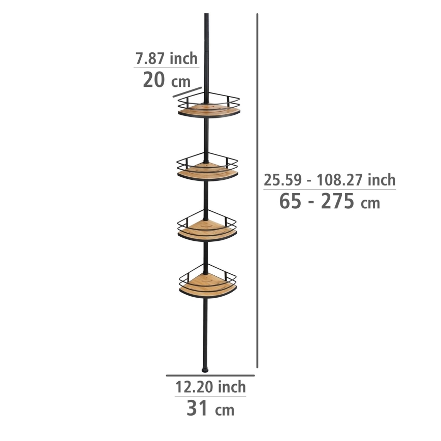 WENKO 24756100-Γωνιακό ράφι DOLCEDO 31x20 cm ανοξείδωτο ατσάλι/μαύρο/καφέ