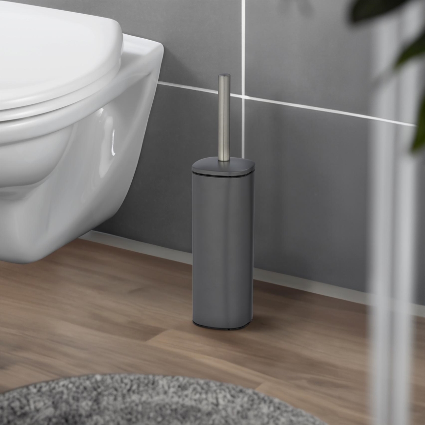 WENKO 24777100 - Σετ WC ALASSIO 9,3x39,2 cm ανοξείδωτο/γκρι