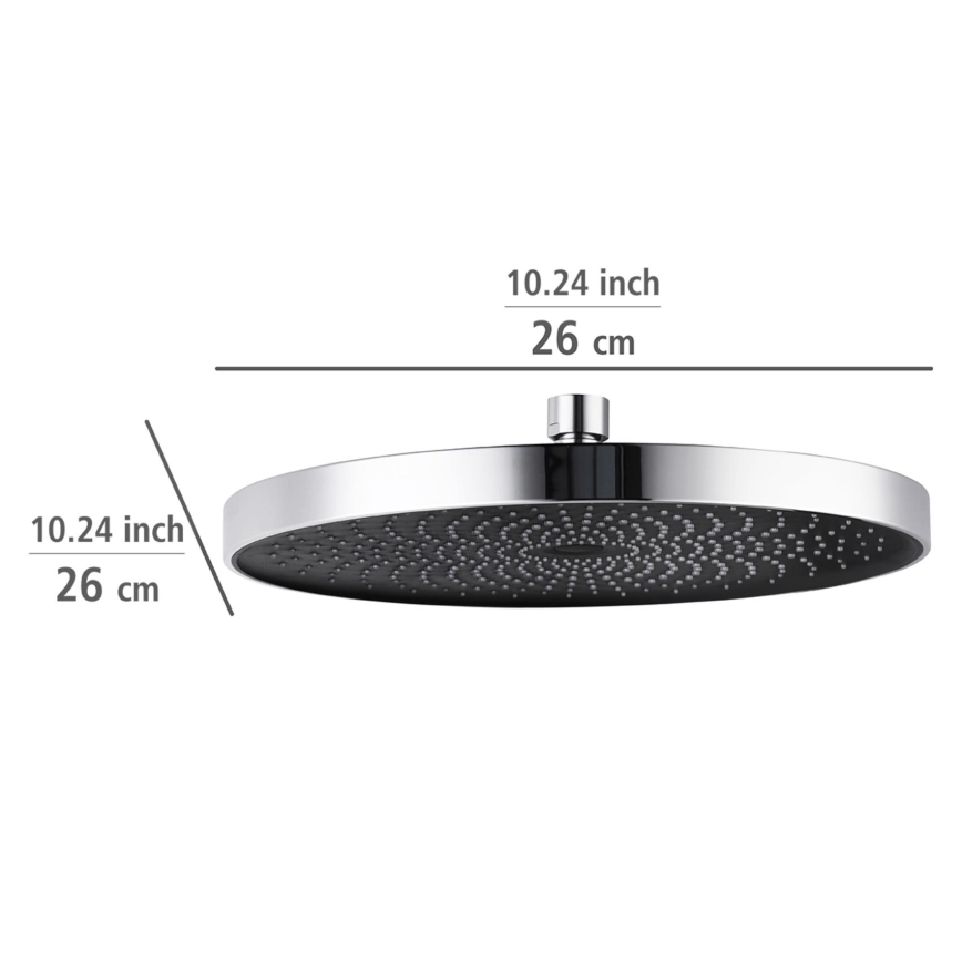 WENKO 24910100 - Κεφαλή ντους SOFTWATER 26x26 cm γυαλιστερό χρώμιο/μαύρο