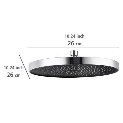 WENKO 24910100 - Κεφαλή ντους SOFTWATER 26x26 cm γυαλιστερό χρώμιο/μαύρο