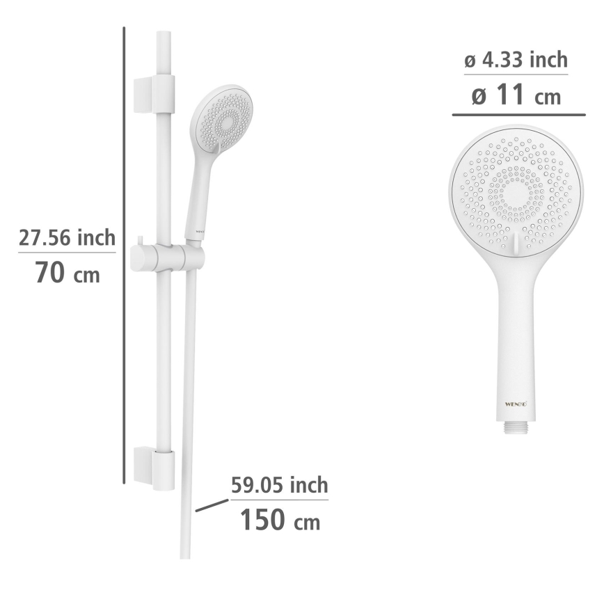 WENKO 24916100 - Σετ ντους Σύστημα εξοικονόμησης νερού 70 cm λευκό