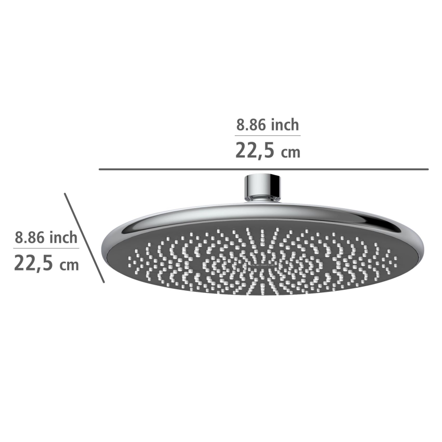 WENKO 24926100 - Κεφαλή ντους WATERSAVING SYSTEM 22,5x22,5 εκ., γυαλιστερό χρώμιο/γκρι