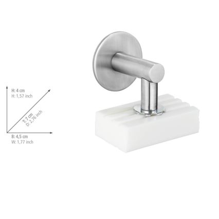 WENKO 24971100-Βάση σαπουνιού TURBO-LOC 4,5x7 cm ασημί