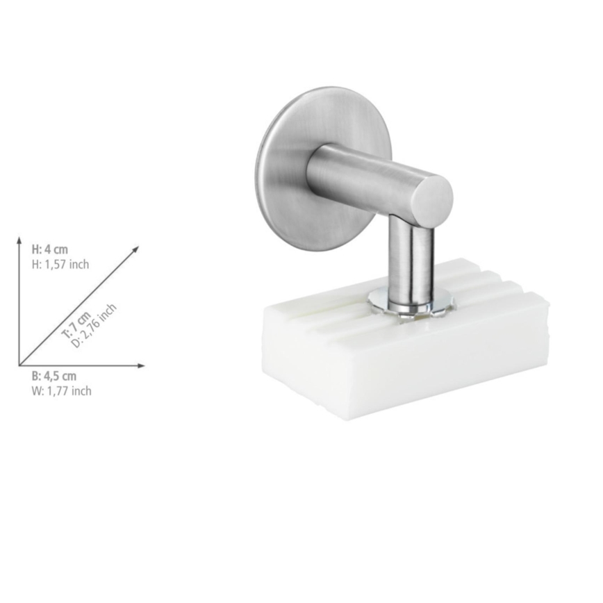 WENKO 24971100-Βάση σαπουνιού TURBO-LOC 4,5x7 cm ασημί