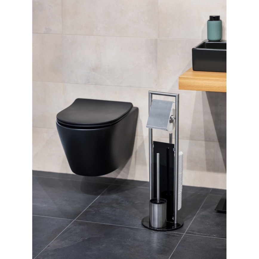 WENKO 24981800 - Σετ WC RAVINA 20x70 cm ανοξείδωτο/ασημί