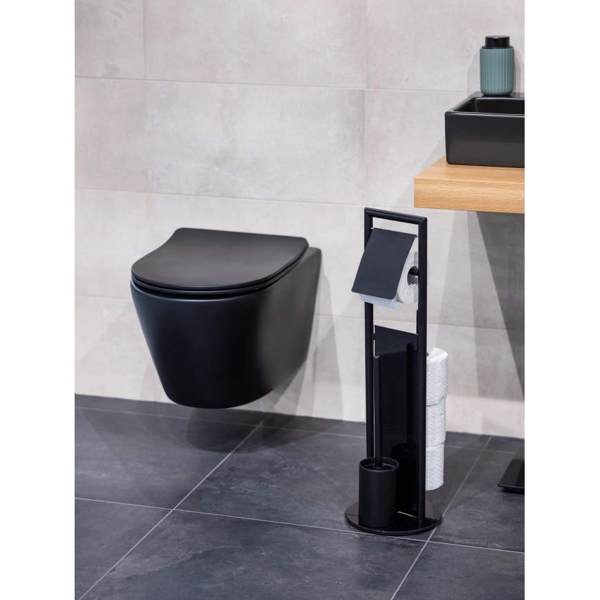 WENKO 24982800 - Σετ WC RAVINA 20x70 cm ανοξείδωτο/μαύρο