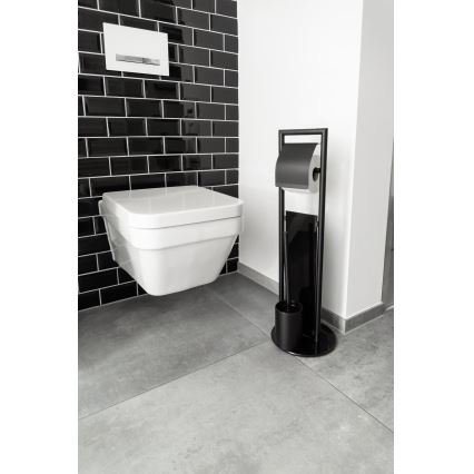 WENKO 24982800 - Σετ WC RAVINA 20x70 cm ανοξείδωτο/μαύρο