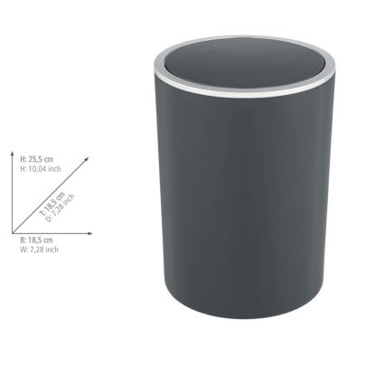 WENKO 25146100 - Κάδος INCA 18,5x25,5 cm ανθρακί/γυαλισμένο χρώμιο