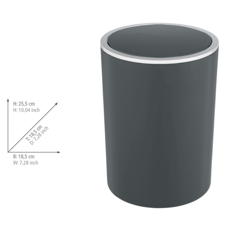 WENKO 25146100 - Κάδος INCA 18,5x25,5 cm ανθρακί/γυαλισμένο χρώμιο