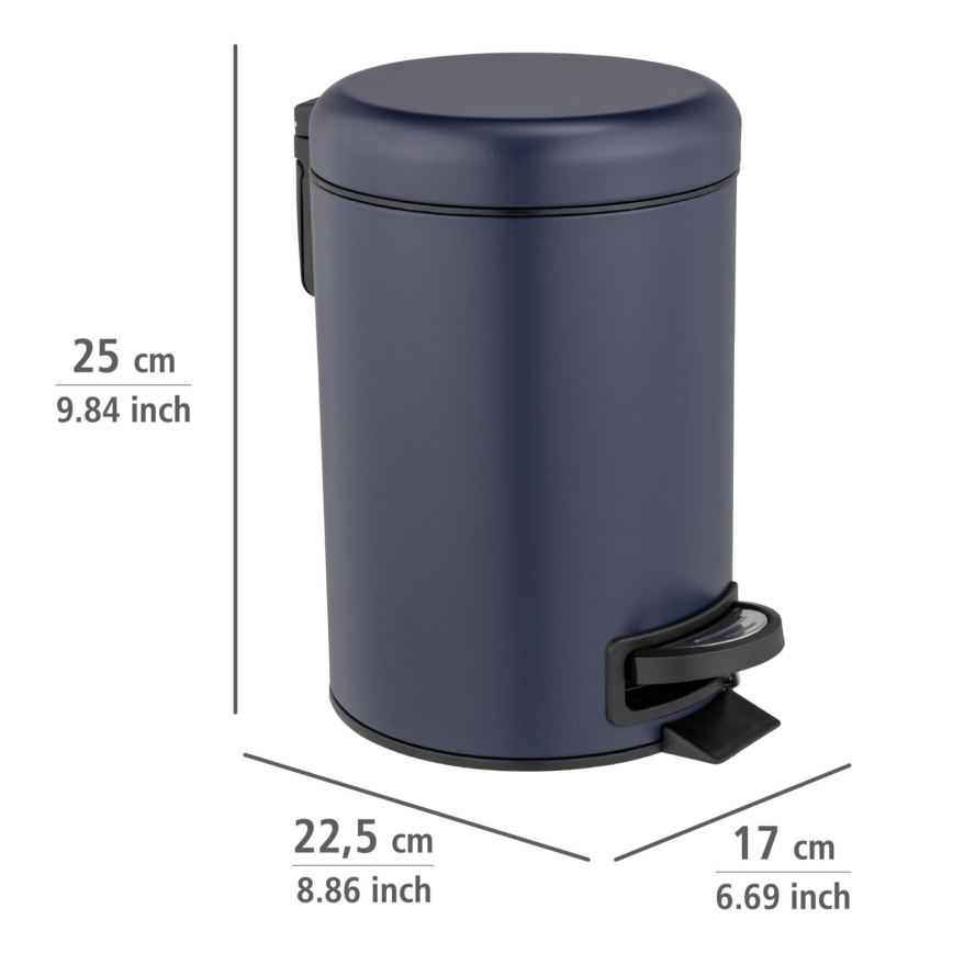 WENKO 25153100 - Κάδος απορριμμάτων LEMAN 17x25 cm μπλε/μαύρο