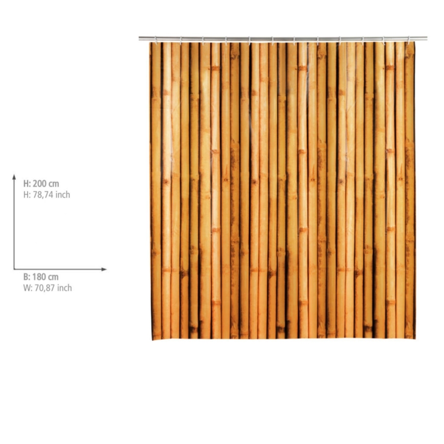 WENKO 25233100 - Κουρτίνα ντους BAMBUSA 180x200 cm καφέ