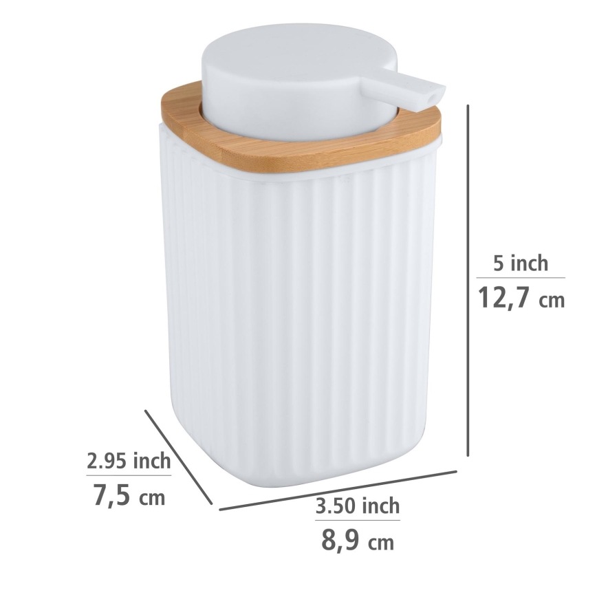 WENKO 25294100 - Δοσομετρητής υγρού σαπουνιού ROTELLO 8,9x12,7 cm λευκό/καφέ