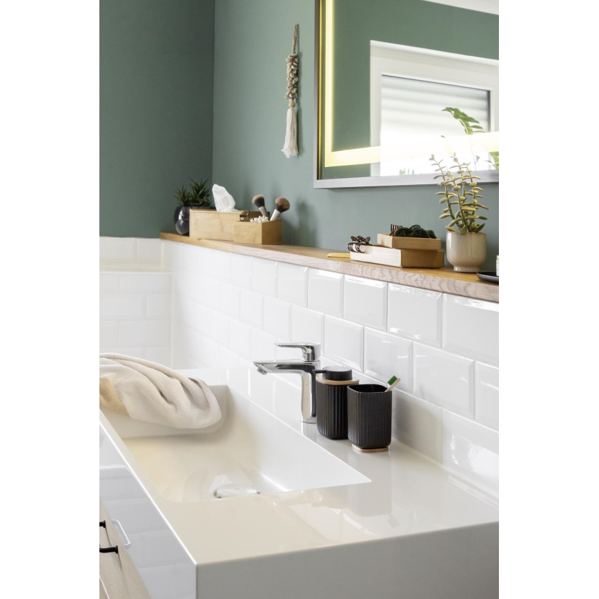 WENKO 25297100 - Κύπελλο για οδοντόβουρτσες ROTELLO 8,5x11 cm μαύρο/καφέ