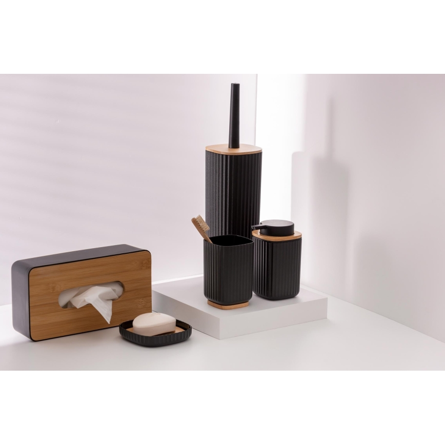 WENKO 25304100 - Σετ WC ROTELLO 10x36 cm μαύρο/καφέ