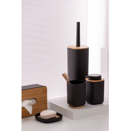 WENKO 25304100 - Σετ WC ROTELLO 10x36 cm μαύρο/καφέ