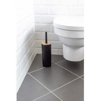 WENKO 25304100 - Σετ WC ROTELLO 10x36 cm μαύρο/καφέ