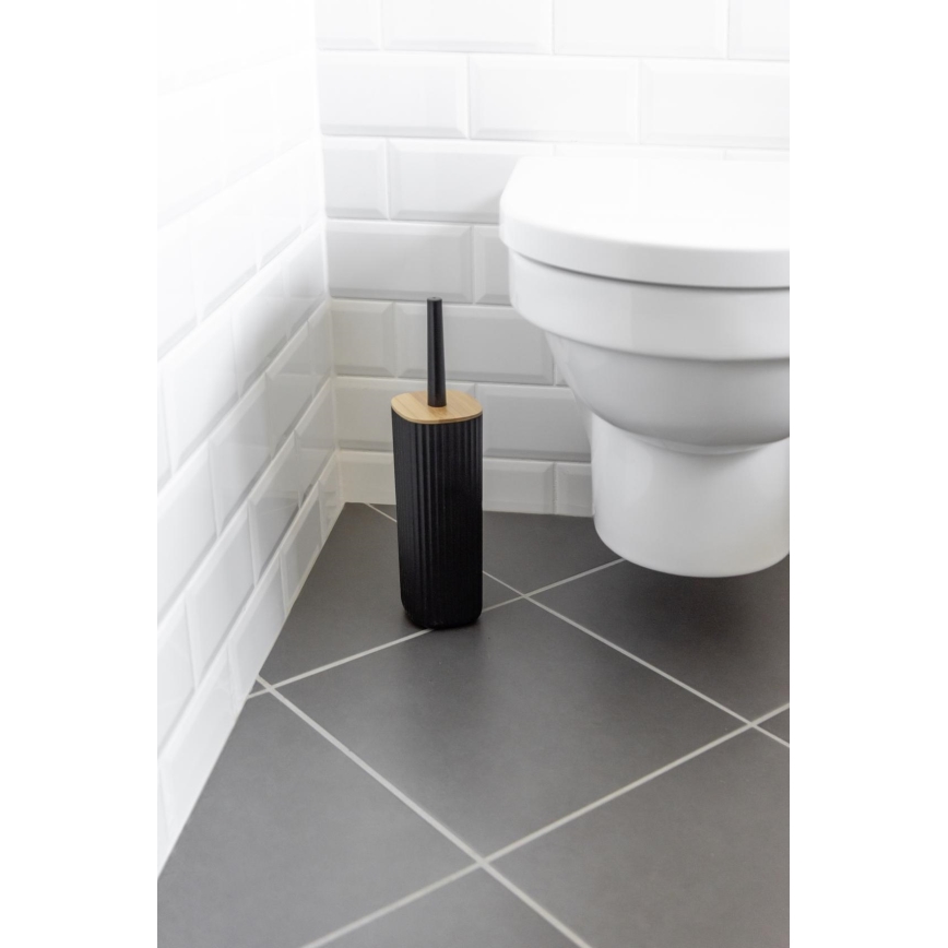 WENKO 25304100 - Σετ WC ROTELLO 10x36 cm μαύρο/καφέ