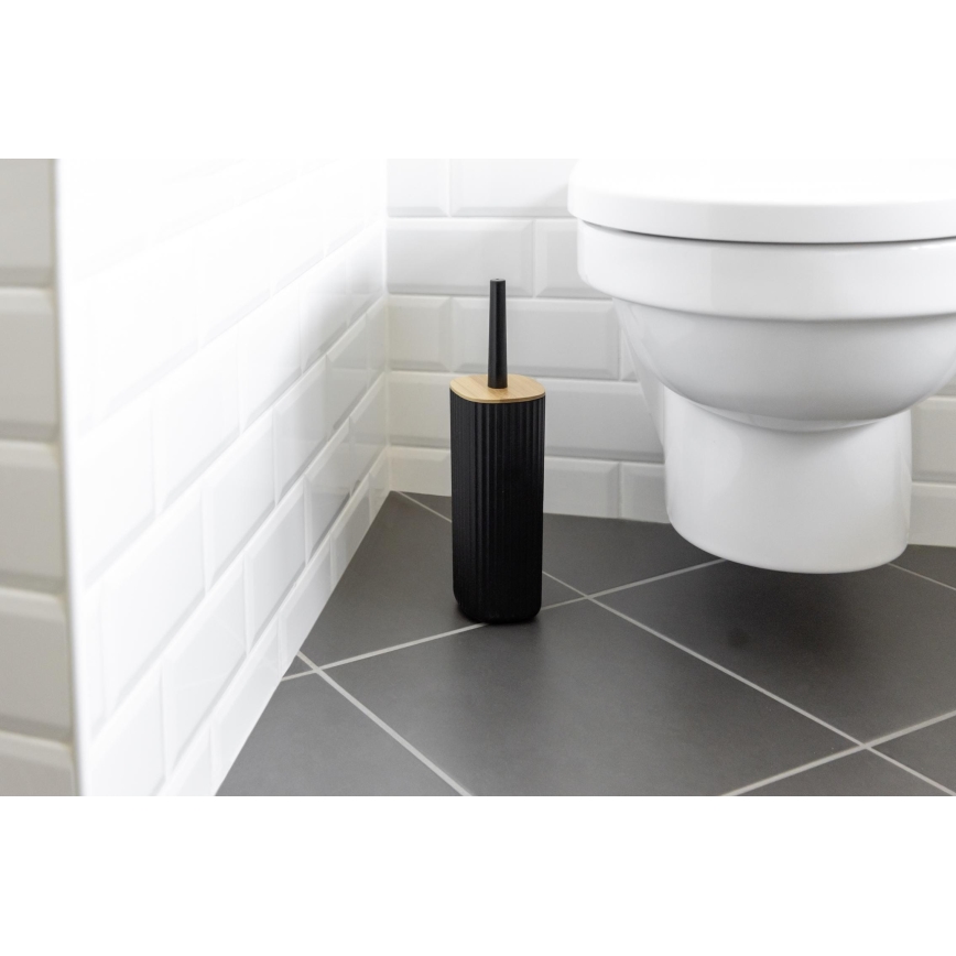WENKO 25304100 - Σετ WC ROTELLO 10x36 cm μαύρο/καφέ