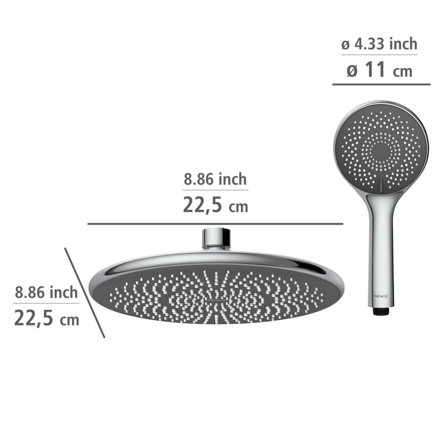 WENKO 25310100 - Σετ ντους Σύστημα εξοικονόμησης νερού ανοξείδωτο/γυαλιστερό χρώμιο