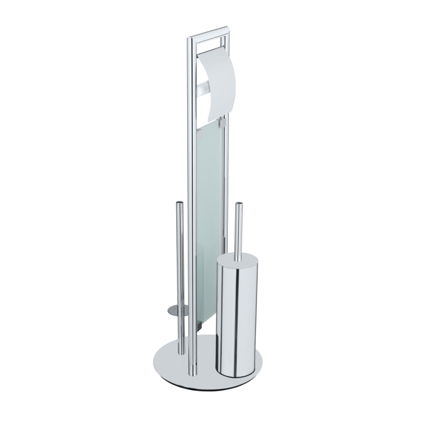 WENKO 25384100 - Σετ WC SULMONA 25x76 cm ασημί/μαύρο