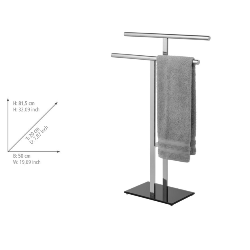 WENKO 25389100 - Σταντ για πετσέτες LAVA 50x81,5 cm ανοξείδωτο ατσάλι/ασημί/μαύρο