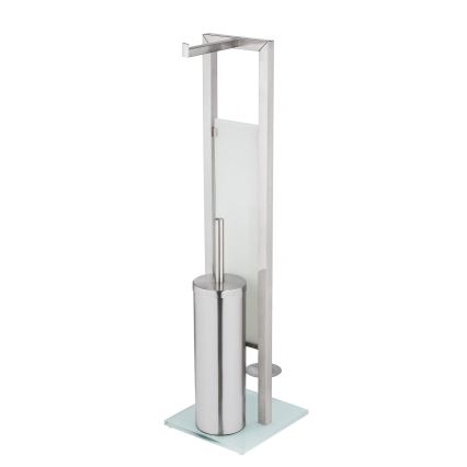 WENKO 25399100 - Βούρτσα τουαλέτας RIVALTA 18x70 cm ασημί/λευκό/μαύρο
