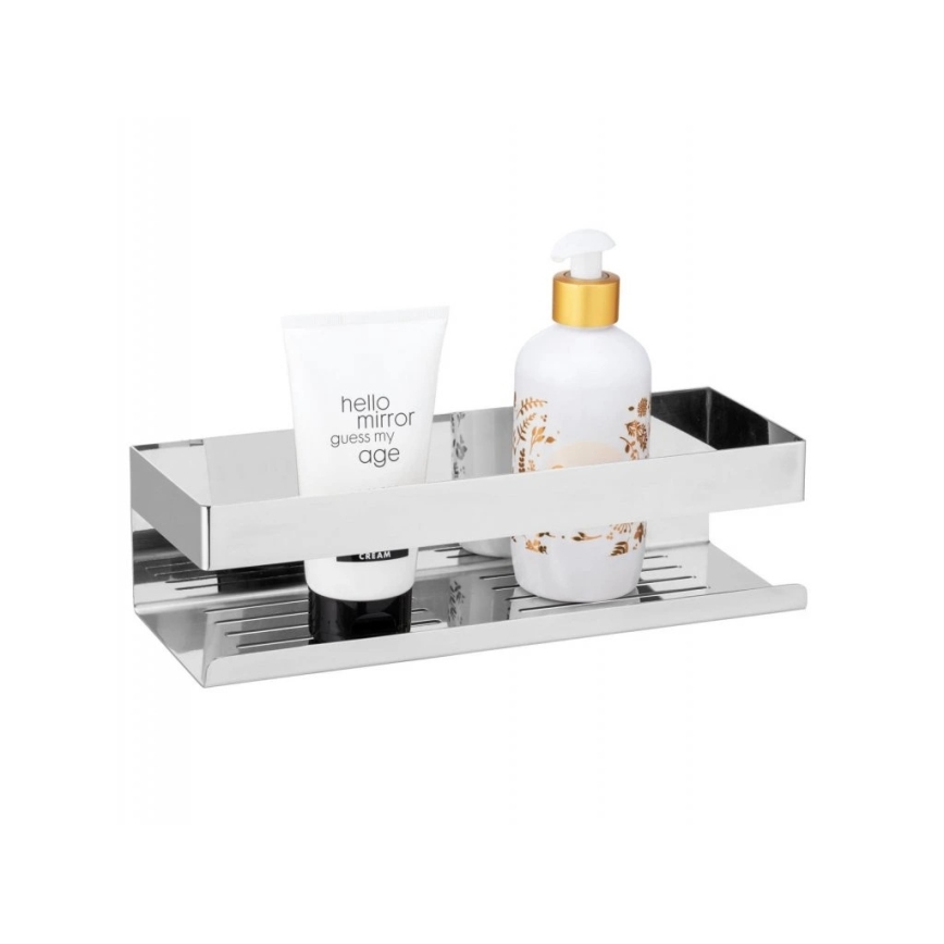 WENKO 25413100-Ράφι TURBO-LOC GENOVA SHINE 30x10,5 cm ασημί