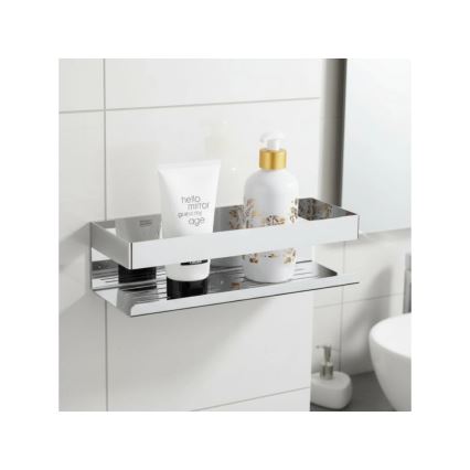 WENKO 25413100-Ράφι TURBO-LOC GENOVA SHINE 30x10,5 cm ασημί