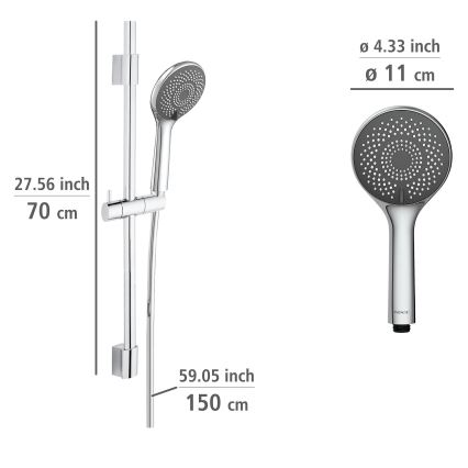 WENKO 25452100 - Σετ ντους WATERSAVING SYSTEM 70 cm ασημί