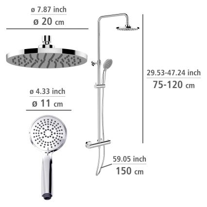 WENKO 25483100 - Σετ ντους WATERSAVING SYSTEM 120 cm, γυαλιστερό χρώμιο