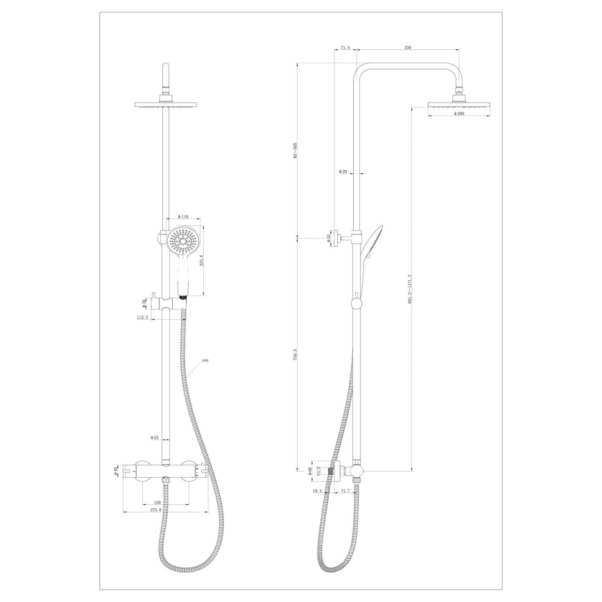 WENKO 25483100 - Σετ ντους WATERSAVING SYSTEM 120 cm, γυαλιστερό χρώμιο