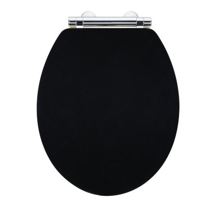 WENKO 25772100 - Κάθισμα τουαλέτας BAMBUZA 37x44 cm μαύρο/καφέ/γυαλιστερό χρώμιο