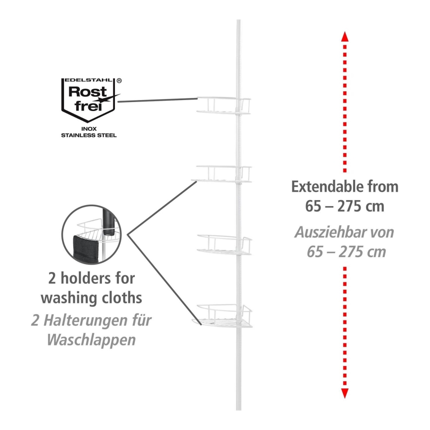 WENKO 26015100 - Γωνιακό ράφι DOLCEDO 31x230 cm ανοξείδωτο/λευκό