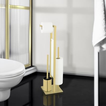 WENKO 26034100 - Σετ WC RIVALTA 18x70 cm ανοξείδωτο/χρυσό/λευκό/μαύρο
