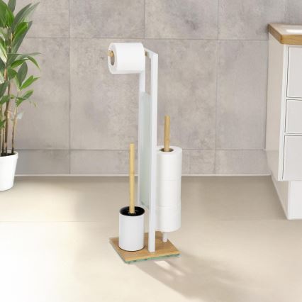 WENKO 26214100 - Σετ WC RIVALTA 18x70 cm καφέ/λευκό