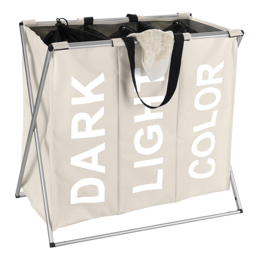 WENKO 3440113100 - Καλάθι ρούχων TRIO 63x57 cm μπεζ/μαύρο/ασημί