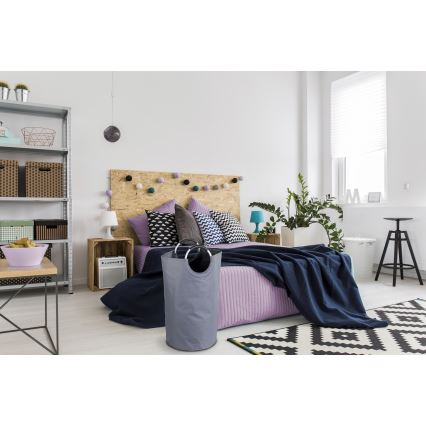 WENKO 3440803100 - Καλάθι ρούχων JUMBO 38x72 cm ανθρακί/ασημί/μαύρο