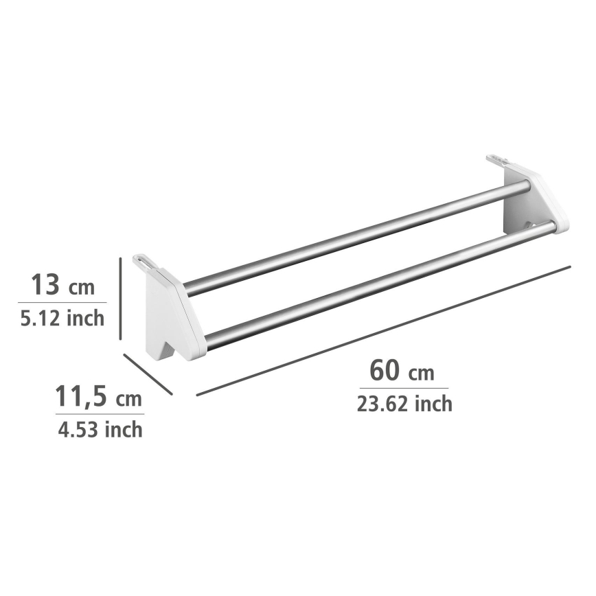 WENKO 3703100 - Απλώστρα ρούχων TWIN 60x13 cm ασημί/λευκή